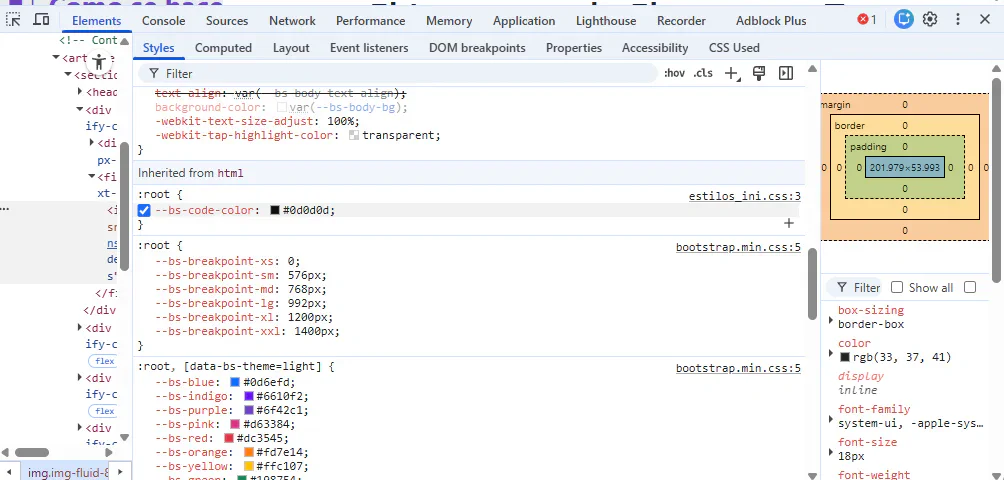 Uso del Inspector de Elementos